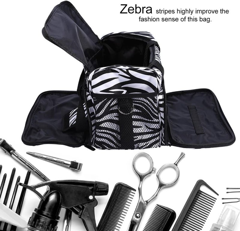 woobles hairdressing bag,  Zebra Stripe Handbag Hairdressing Tools Bag Portable Scissors Comb Holder Bag Hairstyling Case - Image 4